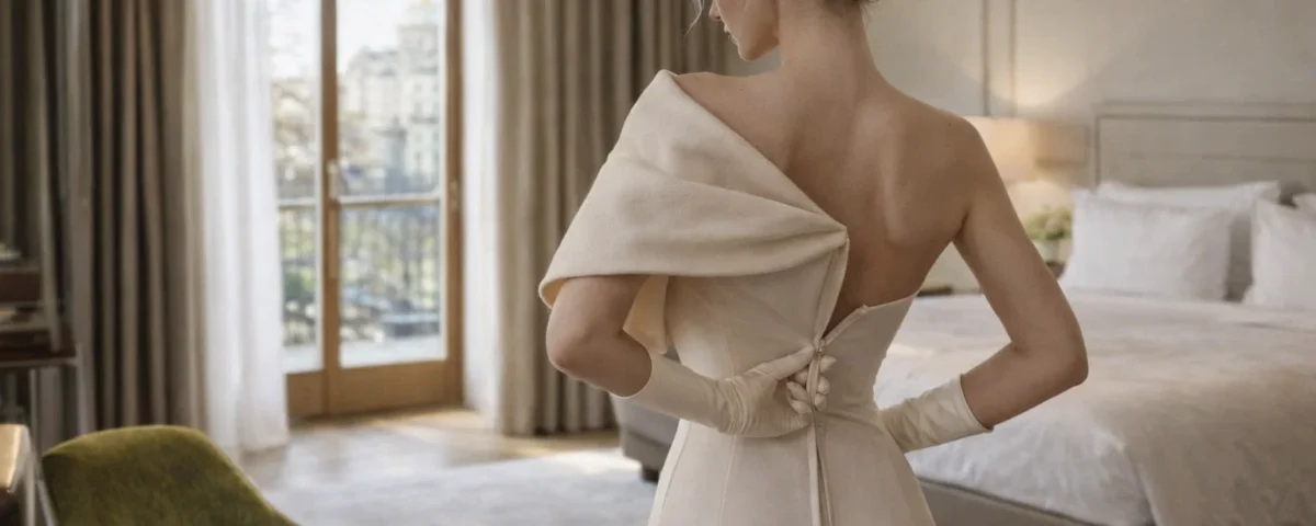 Wanda (Ruwana Studio) într-o cameră de hotel, cadru cinematic cu lumină naturală și atmosferă premium