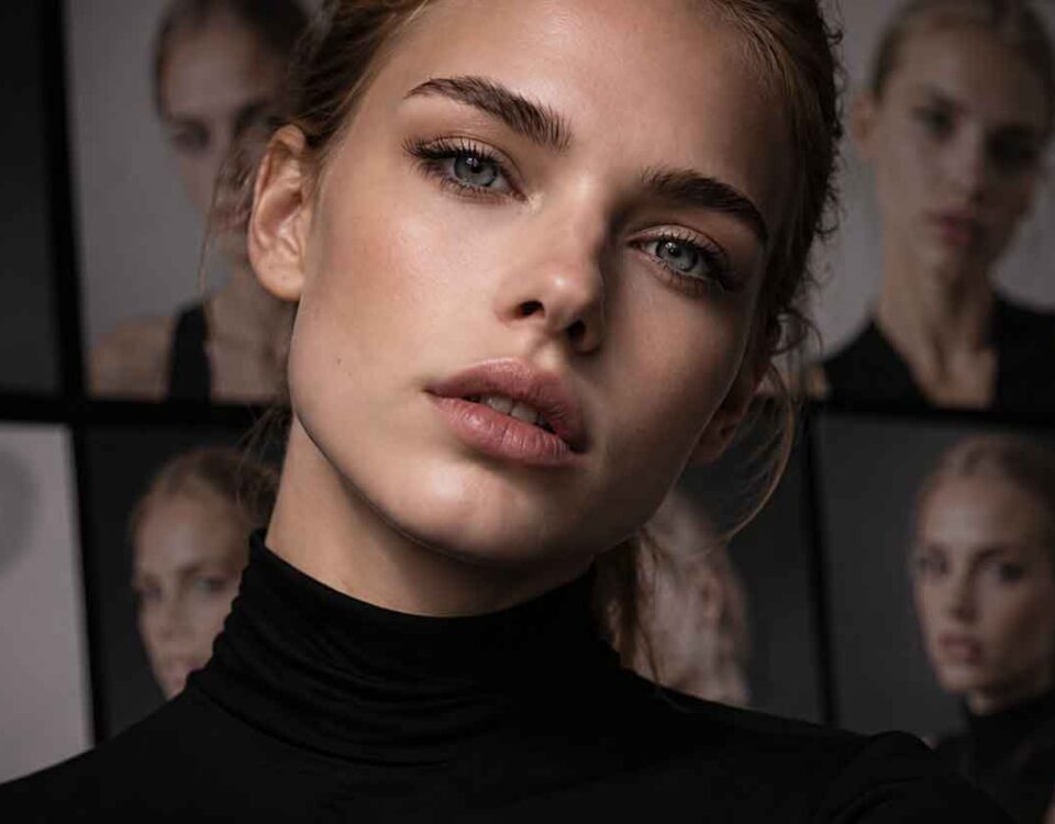 Model virtual analizat prin casting digital, fotografie, make-up, styling și selecție vizuală